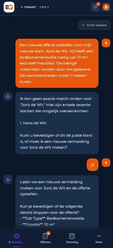 EasyQ creating a new quote by voice